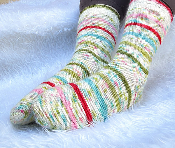 Peppermint Sticks Ice Cream Socks - Knitting Pattern PDF