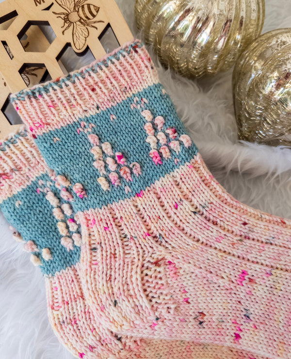 Pink Christmas Socks DK - Knitting Pattern PDF
