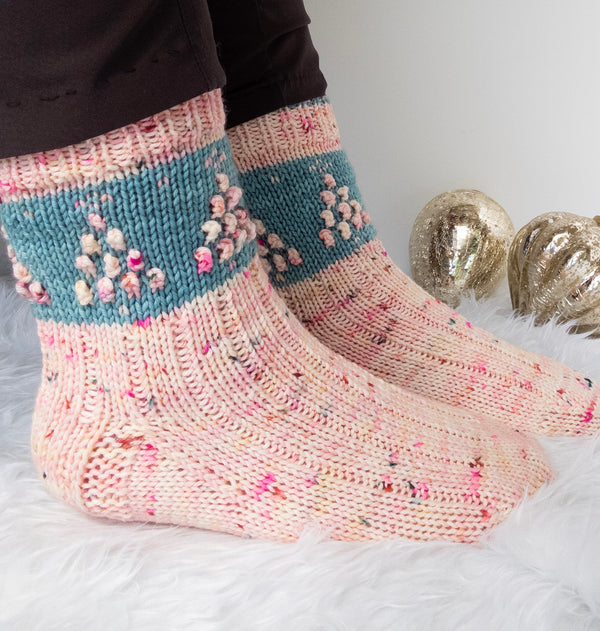Pink Christmas Socks DK - Knitting Pattern PDF