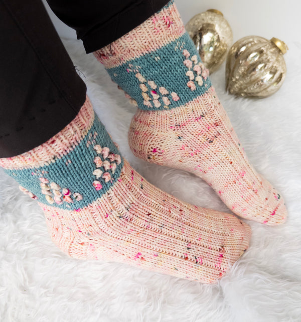 Pink Christmas Socks DK - Knitting Pattern PDF